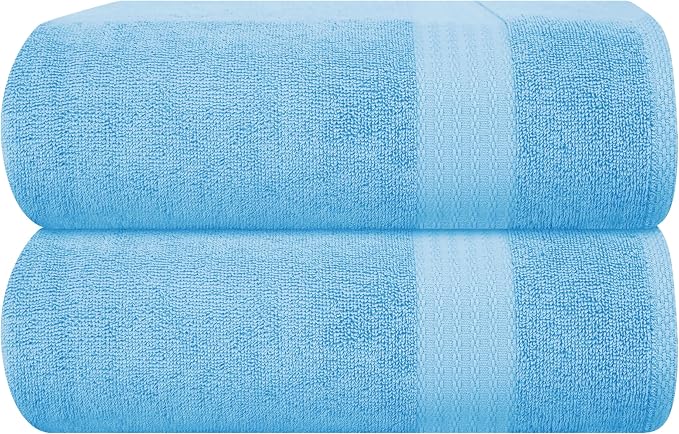 GLAMBURG Premium Cotton Oversized 2 Pack Bath Sheet 35x70-100% Pure Cotton by GLAMBURG