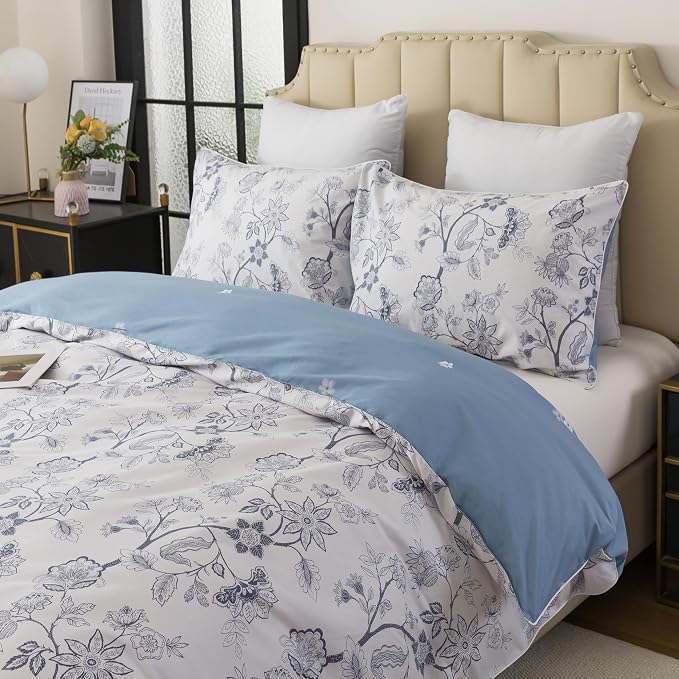 FADFAY Duvet Cover Set Queen Floral Bedding Percale Cotton 600 TC Classical - Image 8
