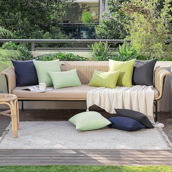MIULEE Pack of 2 Decorative Outdoor Solid Waterproof Throw Pillow Covers Faux - Image 5