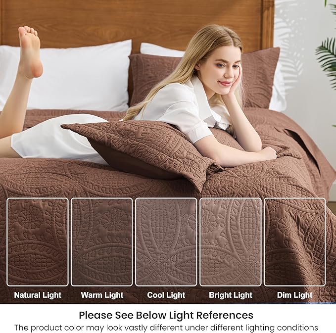 Love's cabin Twin Quilt Set Brown Bedspreads Bedding Set - Image 5