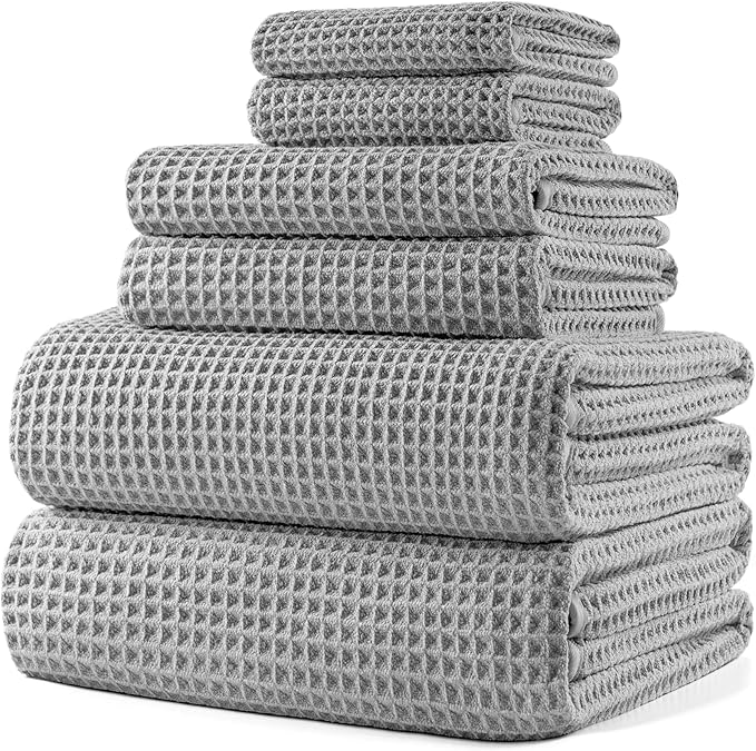 POLYTE 430 GSM Microfiber Quick Dry Lint Free Oversize Bath Towel Set, 6 Piece by Polyte