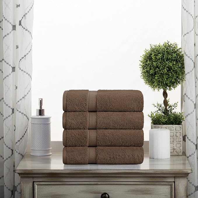SUPERIOR Egyptian Cotton Pile Hand Towel Set of 4, Ultra Soft Luxury Towels - Image 2