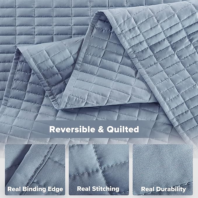 Comfort Spaces Kienna Quilt Set- Double Sided Stitching Design Summer Blanket - Image 6