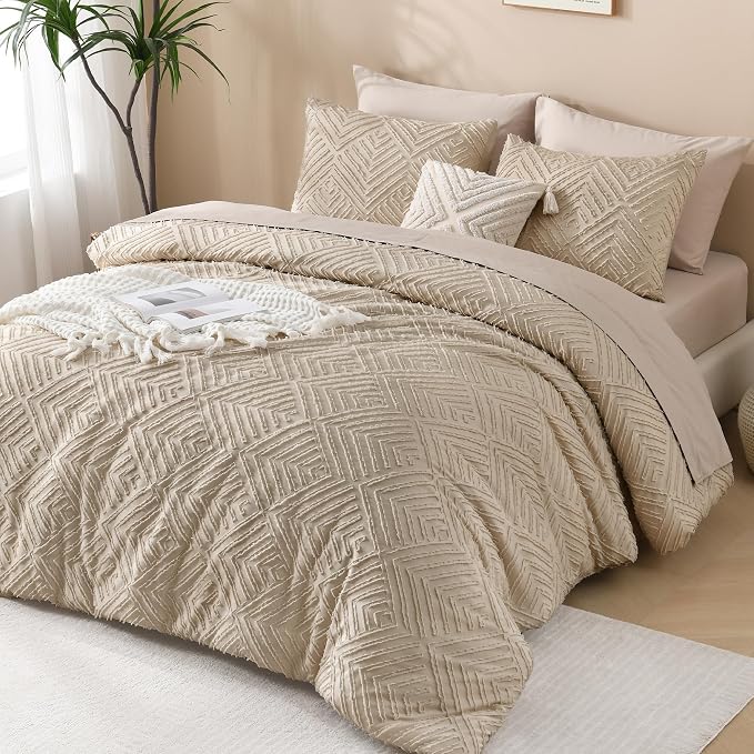 Andency Khaki King Size Comforter Set, 3 Pieces Boho Soft Bedding Set & - Image 6
