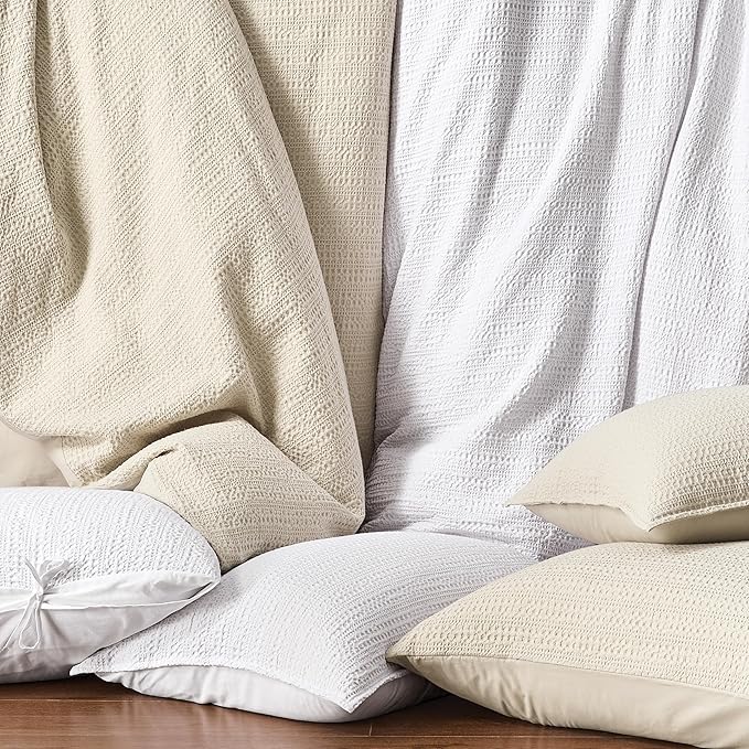 WDCOZY 100% Cotton Luxury Honeycomb Duvet Cover Set King Size - Image 6