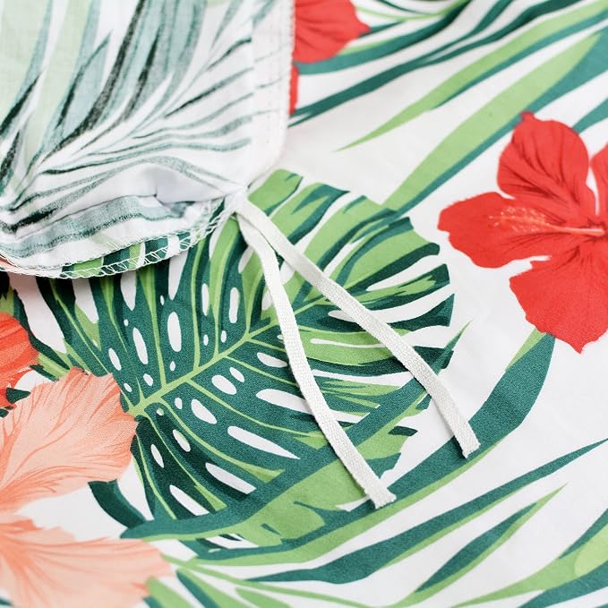 FADFAY Tropical Red Hibiscus Palm Leaves Duvet Cover Set Super Soft Summer - Image 7