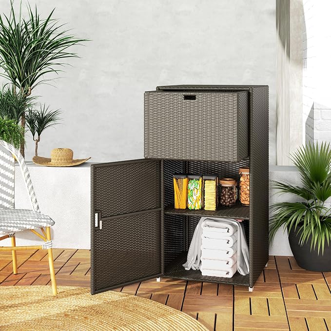 Outsunny Outdoor Towel Rack & Pool Storage Cabinet/Hot Tub Accessory Storage - Image 10