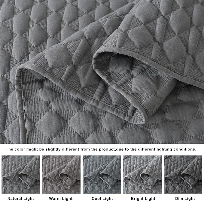 WDCOZY Dark Grey Quilt Queen Size Bedding Sets - Image 3