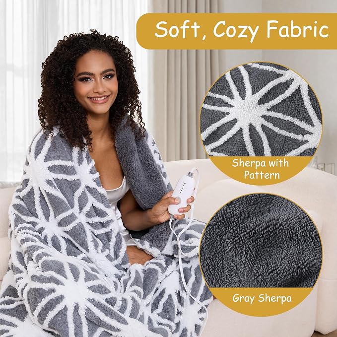Electric Heated Blanket Full Size 72"x84" Ultra Soft Sherpa Fleece - Image 2