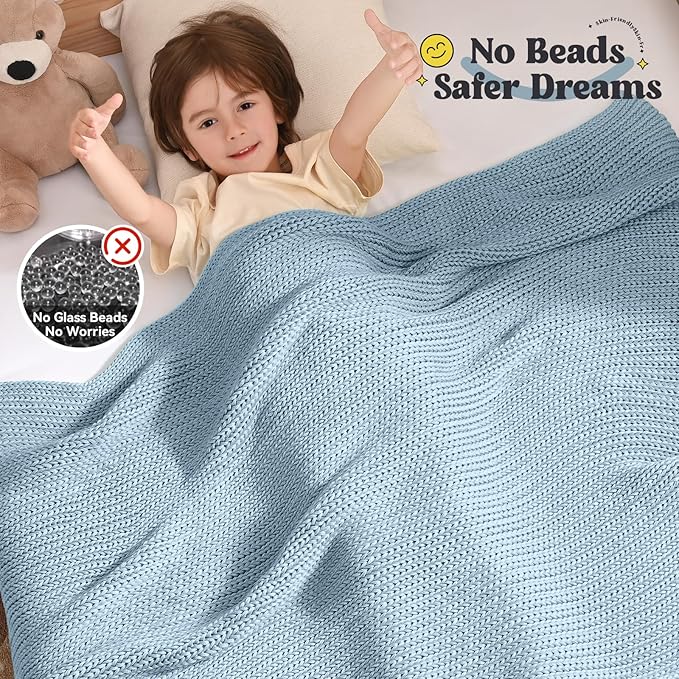 Guohaoi Knitted Weighted Blanket Kids No Beads Cooling Heavy Blanket, Home - Image 3