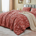 MUXHOMO Duvet Cover Queen Size, Reversible Floral Terracotta Duvet Cover Set by MUXHOMO