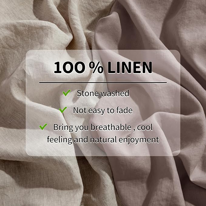 LBRO2M 100% Pure Linen Sheet Set Deep Pocket Up to 16" Bed Sheets Sets - Image 2