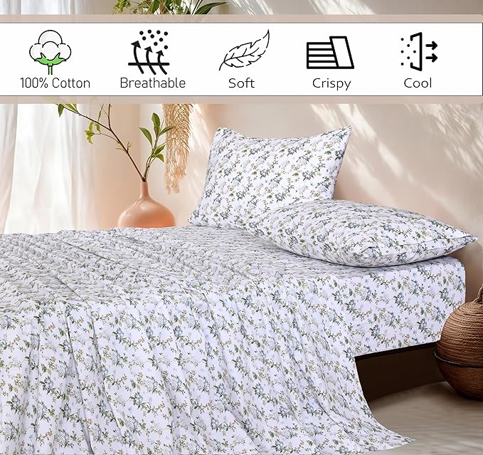 RUVANTI 100% Cotton Sheets – Queen Size Percale Bedding, Cooling & Breathable - Image 5