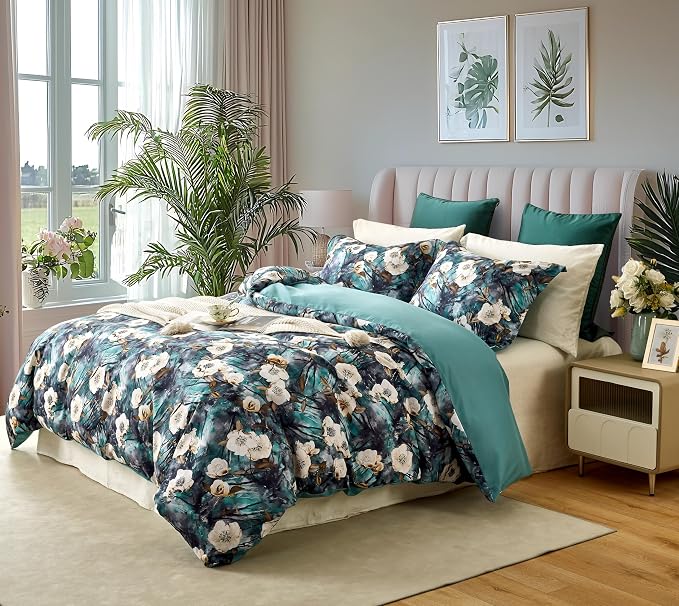 Cupocupa Duvet Cover Queen Size Set Boho Floral Pattern Queen Duvet Cover Set - Image 2