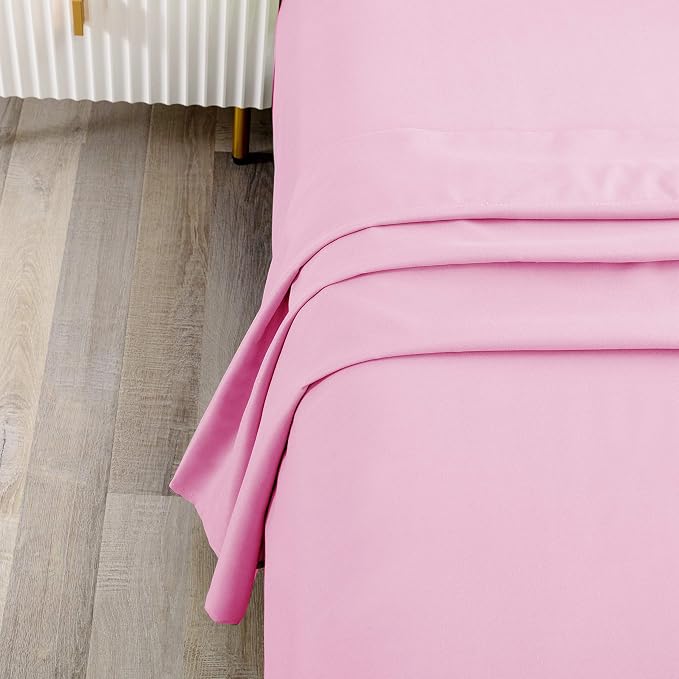 Sfoothome Bedding Flat Sheet, King Pink Top Sheet - Image 2