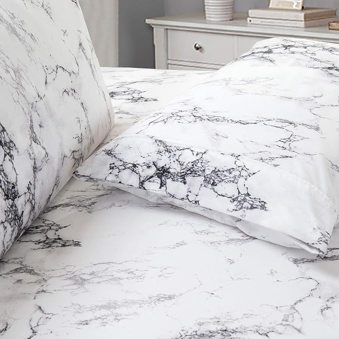 Elegant Comfort Luxury Soft Bed Sheets Marble Pattern - Image 3