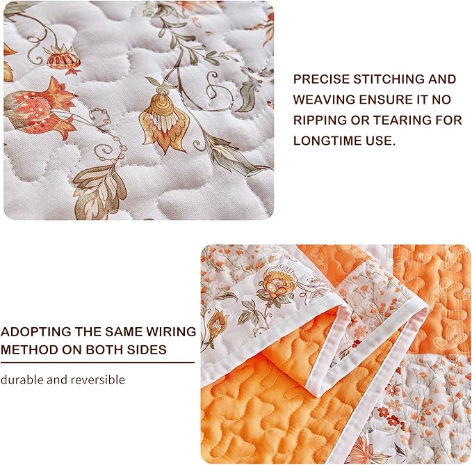 Joyreap 3 Pieces Floral Patchwork Quilt Set Queen, Smooth Soft Microfiber Quilt - Image 4
