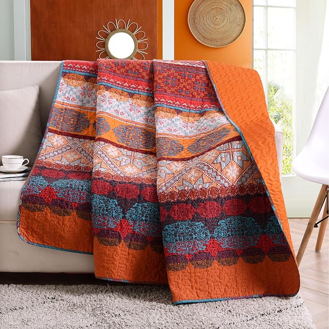 Exclusivo Mezcla 50"x 60" Quilted Throw Blanket- Microfiber Quilt Throw - Image 2