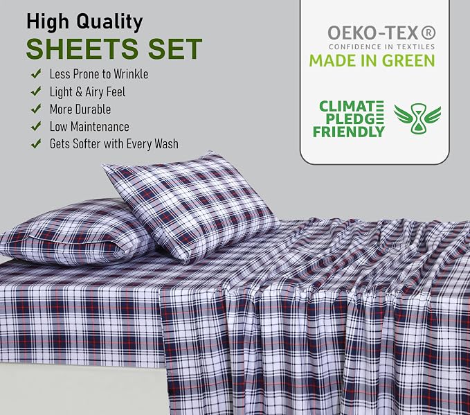RUVANTI 100% Cotton Sheets – Split King Size Percale Bedding, Cooling & - Image 7