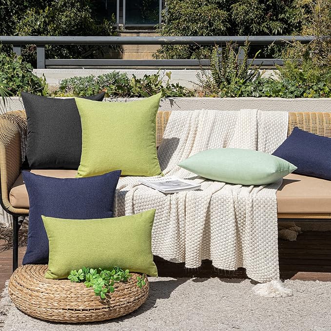 MIULEE Pack of 2 Decorative Outdoor Solid Waterproof Throw Pillow Covers Faux - Image 5
