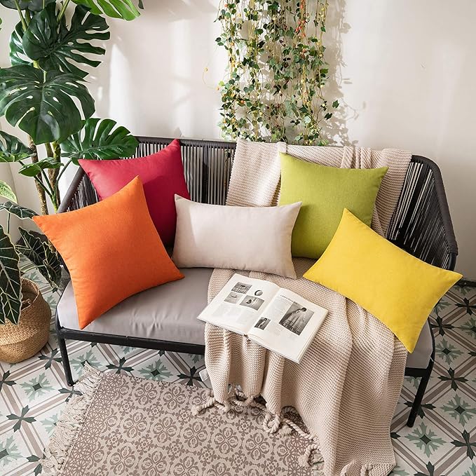 MIULEE Pack of 2 Decorative Outdoor Solid Waterproof Throw Pillow Covers Spring - Image 4