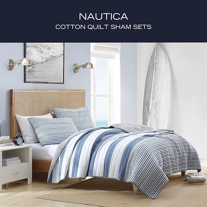 Nautica - King Quilt Set, Reversible Cotton Bedding - Image 2