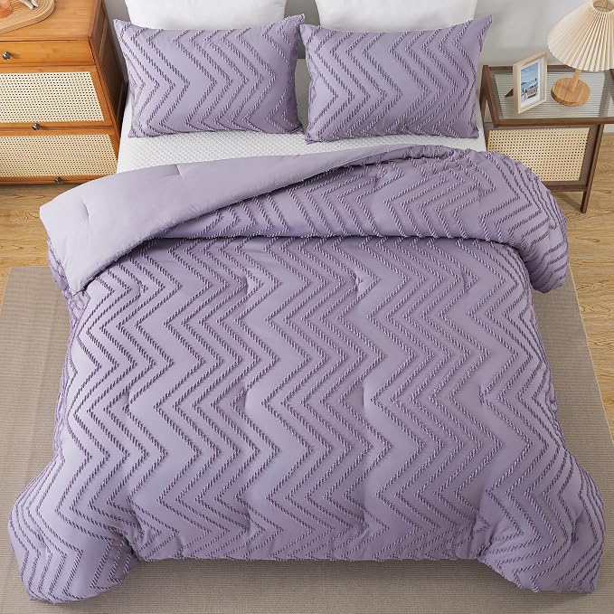 Andency Purple Comforter Set Full Size, Boho Girls Women Lavender Soft Fluffy - Image 3