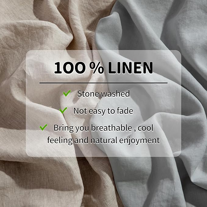 LBRO2M 100% Pure Linen Sheet Set Deep Pocket Up to 16" Bed Sheets Sets - Image 4