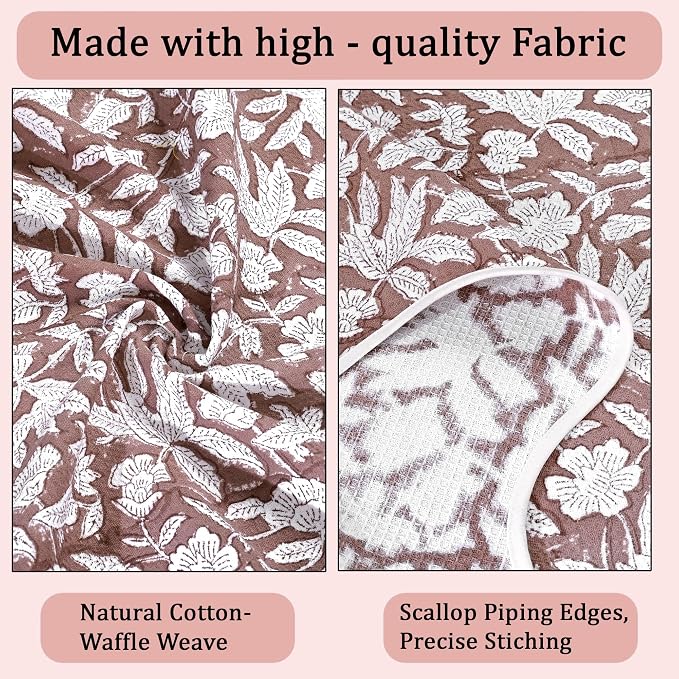 Ridhi Block Print Oak Brown Cotton Spa/Beach Towel 27"x54" Set of 2 Handmade - Image 6