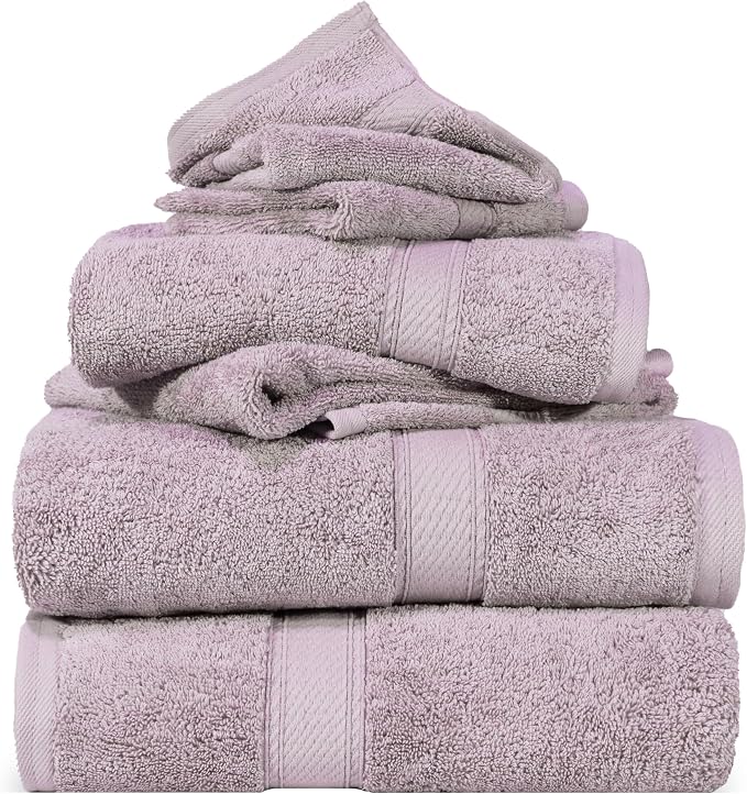 SUPERIOR Egyptian Cotton Pile 6 Piece Towel Set, Includes 2 Bath, 2 Hand by SUPERIOR