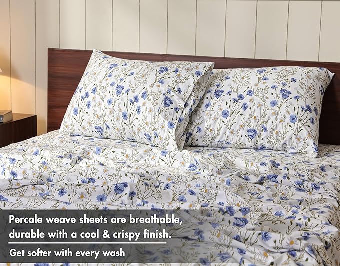 RUVANTI 100% Cotton Sheets – Twin Size Percale Bedding, Cooling & Breathable - Image 4