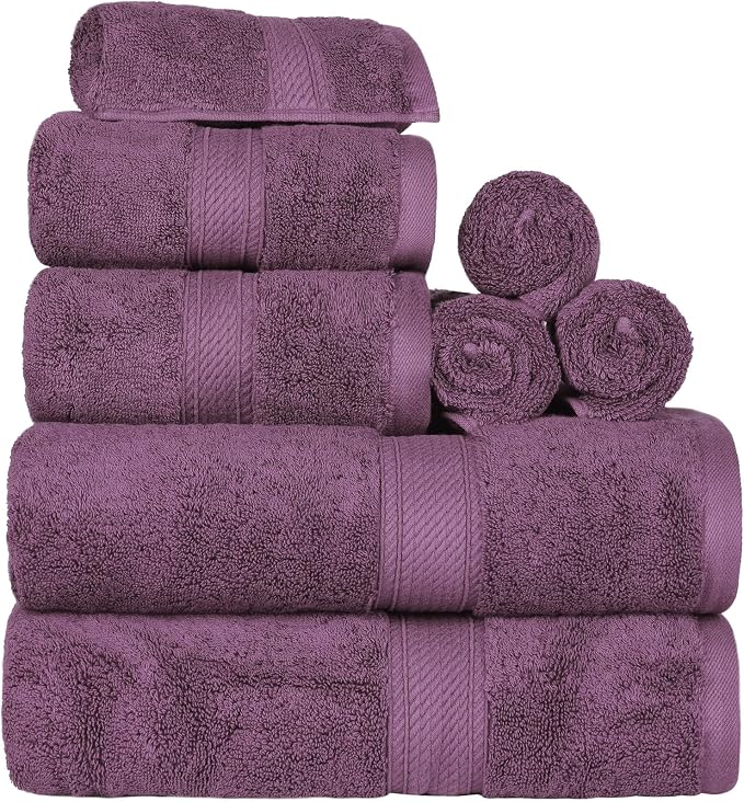 SUPERIOR Egyptian Cotton Pile 8 Piece Towel Set, Includes 2 Bath, 2 Hand - Image 2