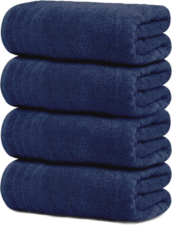 Tens Towels Pack of 4 Extra Large Bath Towels 30 x 60 Inches, 100% Cotton by TensTowels