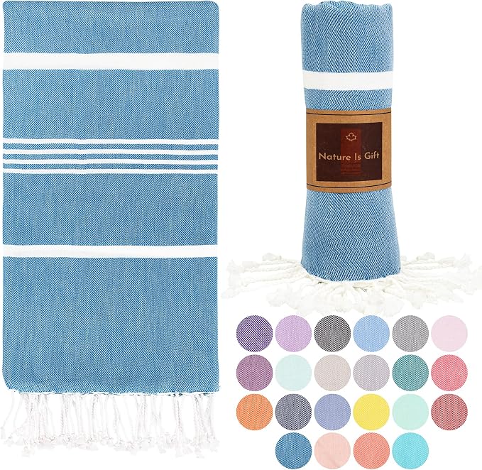 Beach Towel 100% Cotton Turkish Beach Towel Adult 38x70 Inch Pre-washed by NatureIsGift