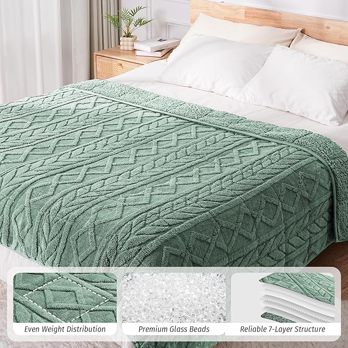 Wemore Jacquard Fleece Weighted Blanket Queen Size 60" x 80" 20lbs, Ultra Soft - Image 3