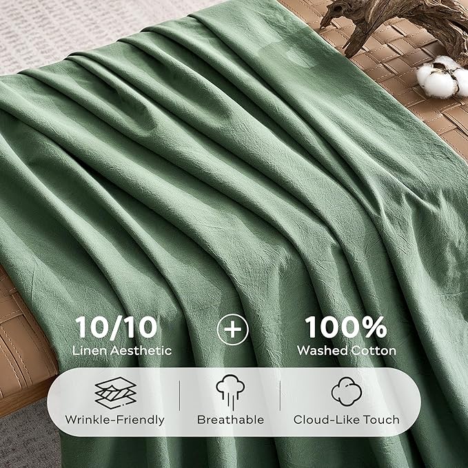 JELLYMONI 100% Washed Cotton Duvet Cover Queen – Soft, Breathable Linen-Look - Image 3