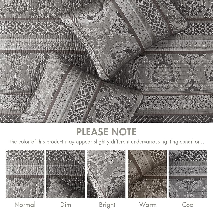 Madison Park Quilt Traditional Damask Design All Season, Lightweight Coverlet - Image 7