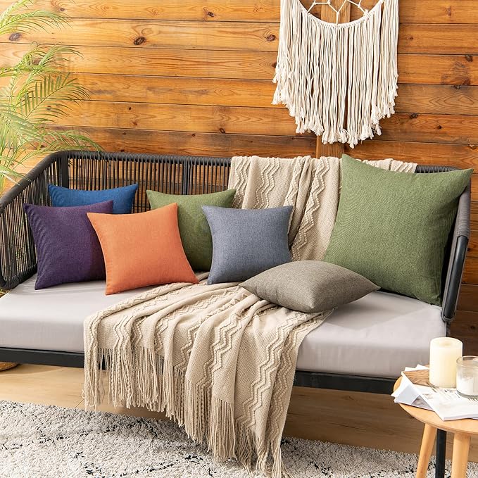 MIULEE Pack of 2 Decorative Outdoor Solid Waterproof Throw Pillow Covers Faux - Image 3