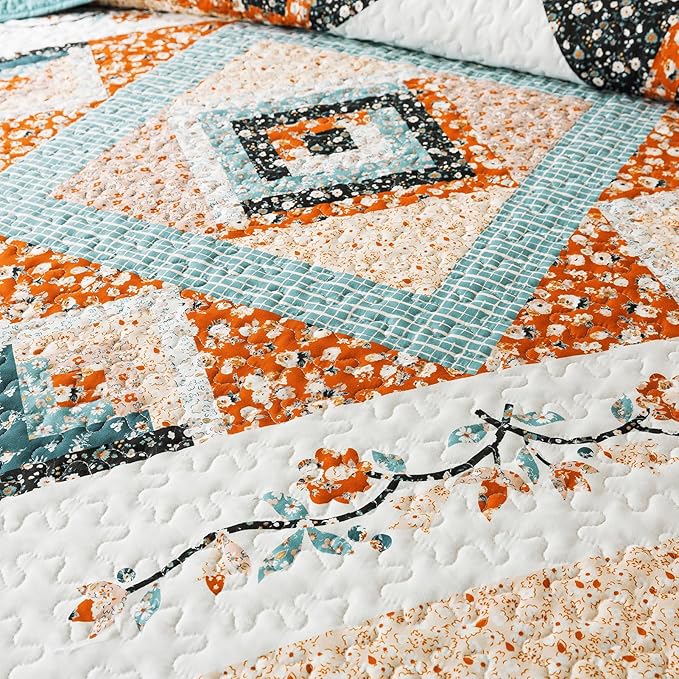 BEDIFANY Cotton King Size Quilt Sets, Lightweight King Quilt Bedding Set Garden - Image 5