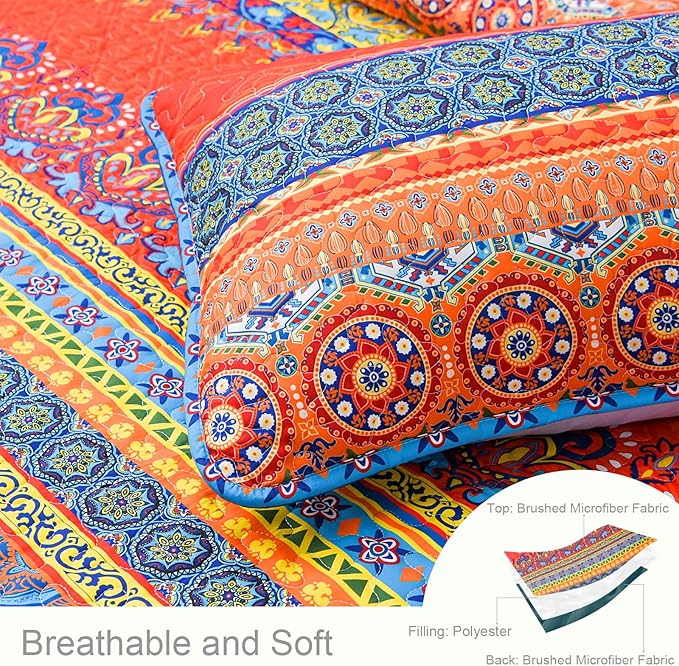 Exclusivo Mezcla Reversible Boho Quilts Twin Size - Image 4