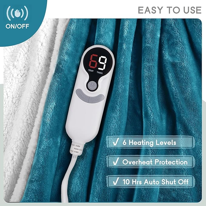 Heated Blanket Electric Blanket Full Size 72''x84'' - Image 3