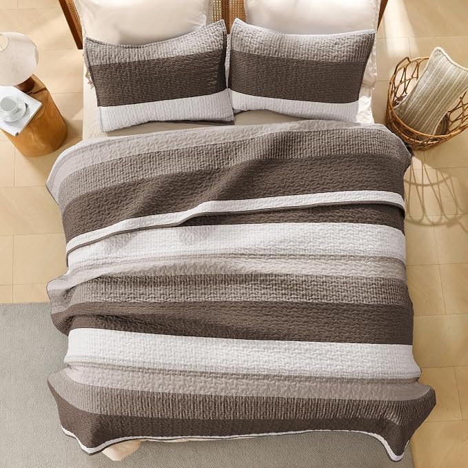 Litanika California King Quilt Set Brown - Image 3
