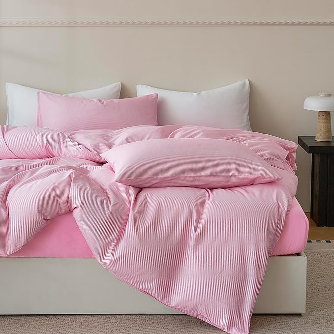 JELLYMONI 100% Natural Cotton 3pcs Striped Duvet Cover Sets, by JELLYMONI