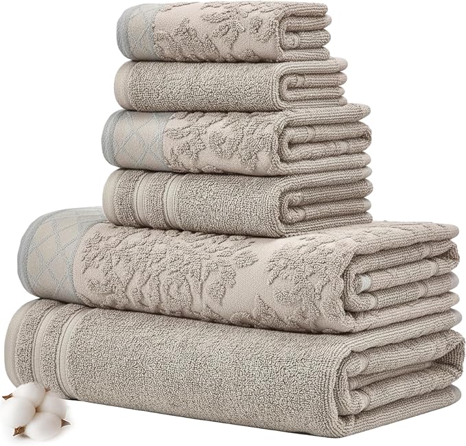Modern Threads 6 Piece Cotton Bath Towel Set – Ultra Soft 550 GSM Towels – by ModernThreads