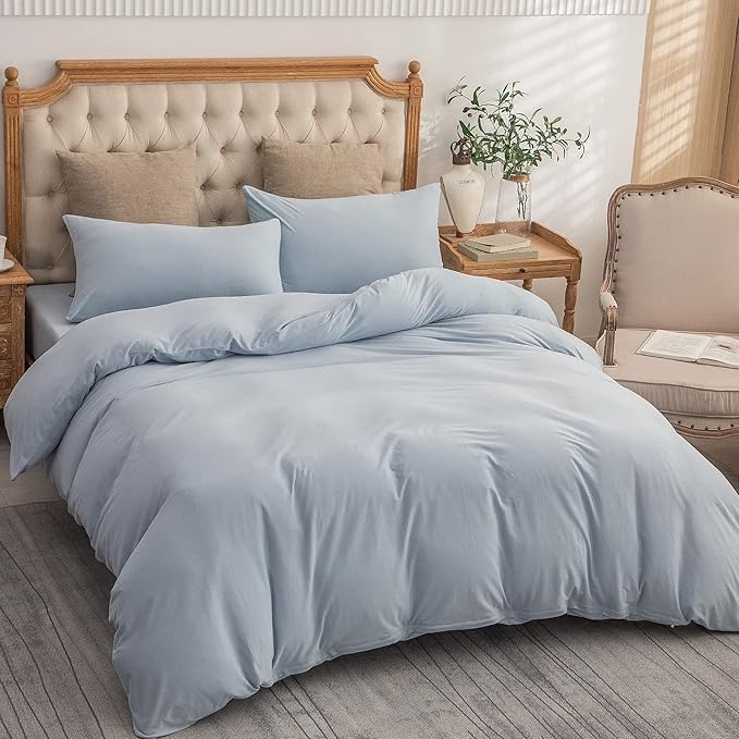 PURE ERA Jersey Knit Duvet Cover Set 100% T-Shirt Cotton Super Soft Comfy 3pc - Image 5