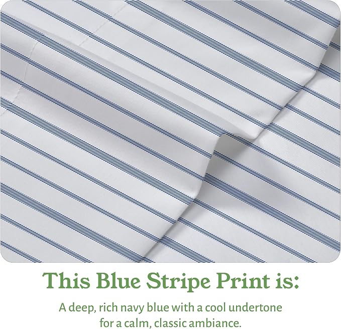California Design Den King Bed Sheets Stripe, 100% Organic Cotton Percale Sheets - Image 4