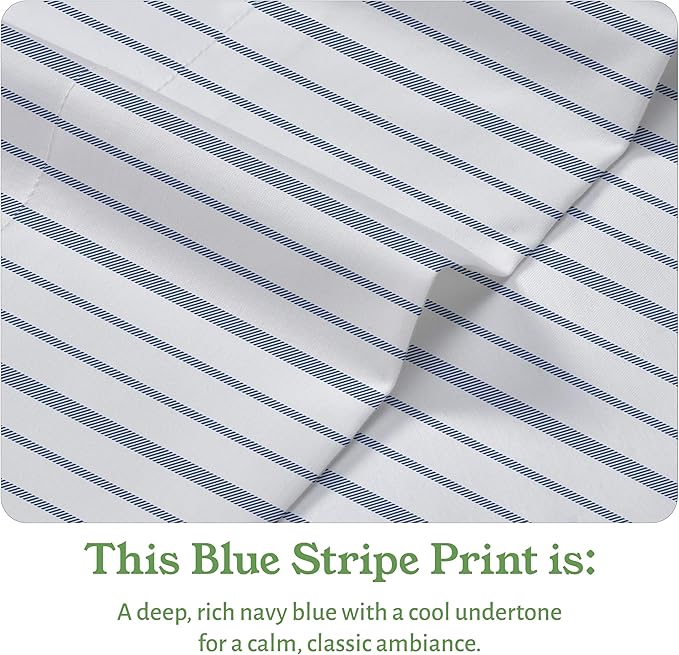 California Design Den Full Sheet Set Stripe, 100% Organic Cotton Percale Sheets - Image 4