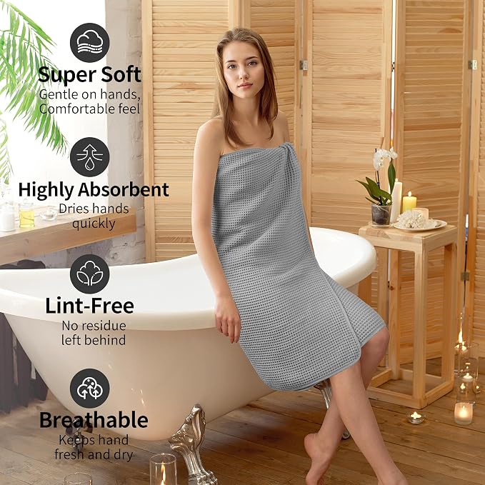 MICROFI New Microfiber Waffle Bath Towels, 2 Pieces, Fast Drying, Lint Free 430 - Image 4