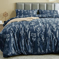 MUXHOMO Duvet Cover King Size, Reversible Floral Navy Duvet Cover Set by MUXHOMO