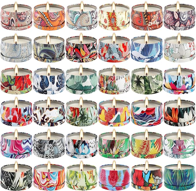 YOROXRG Scented Candles Gifts Set 36 Pack Soy Wax Travel Tin Jar Candles by YOROXRG